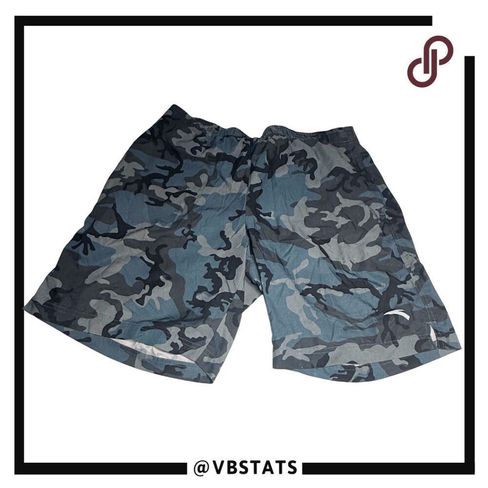 Anta Men's Camo Woven Elastic Waist‎ Athletic Shorts Gray Blue Size Large